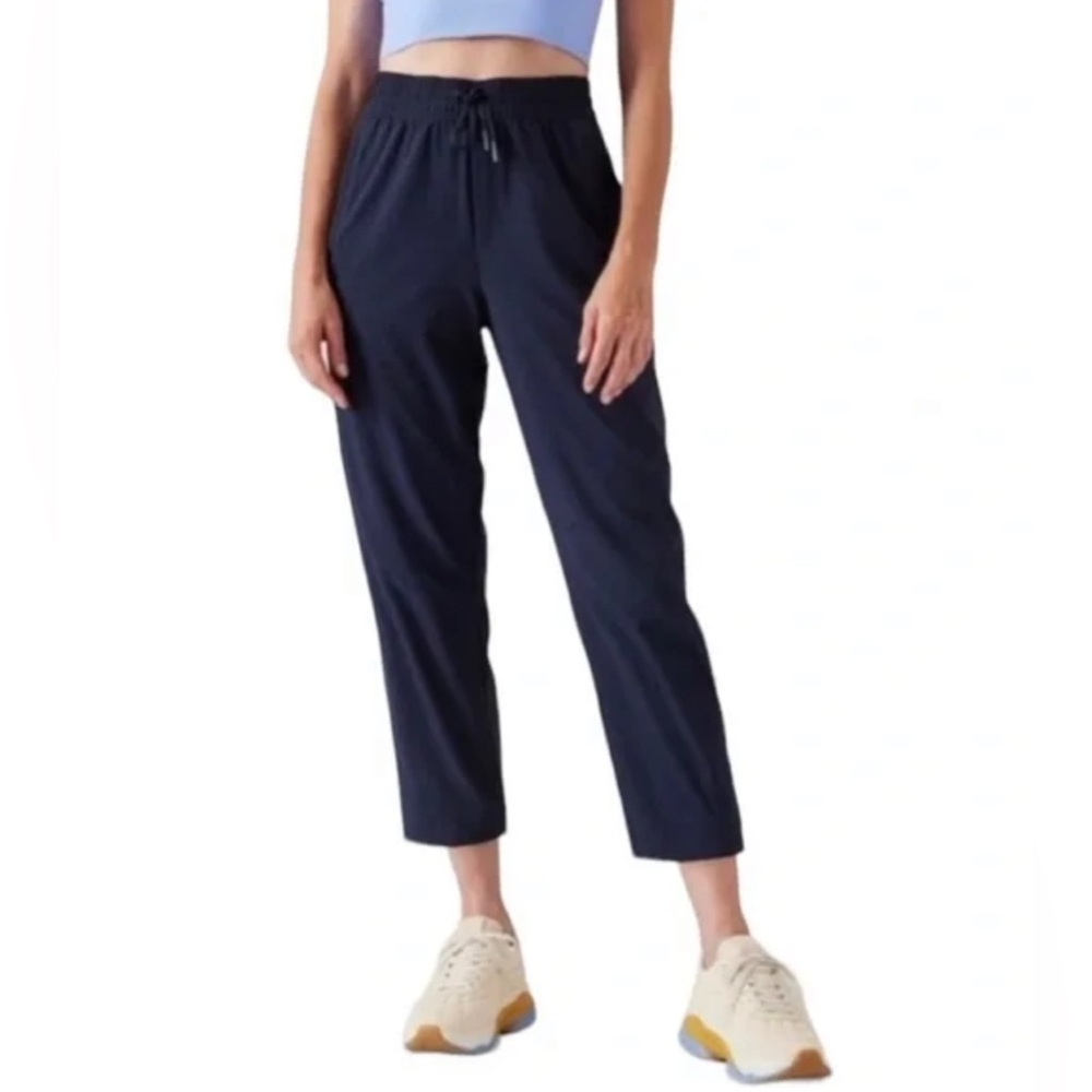 Athleta Arrival Ankle Straight Pants, Navy Blue, Size 4P